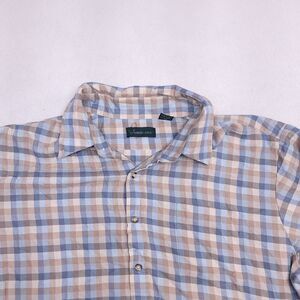 Hunters Ridge Gingham Flannel Casual Button Up Shirt Mens Size XL Blue Brown